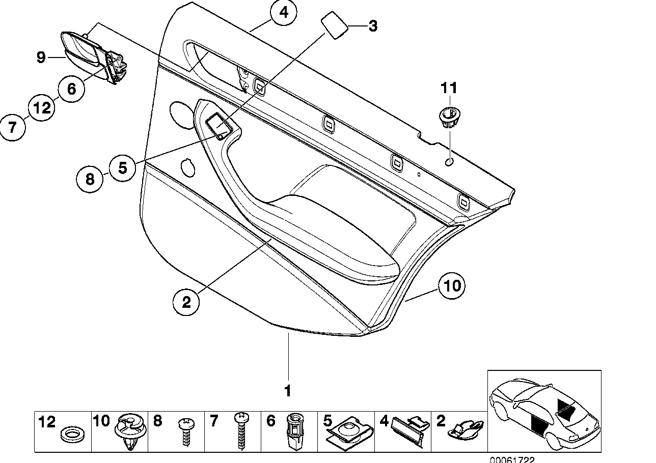 BMW 51427043125 Door Trim Panel, Rear, Left