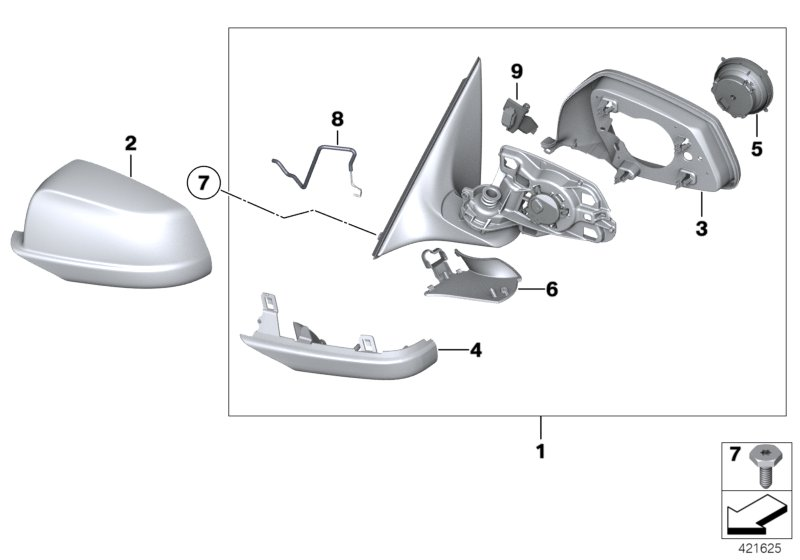 BMW 51167204783 Exterior Mirror Without Glass, Heated, Left