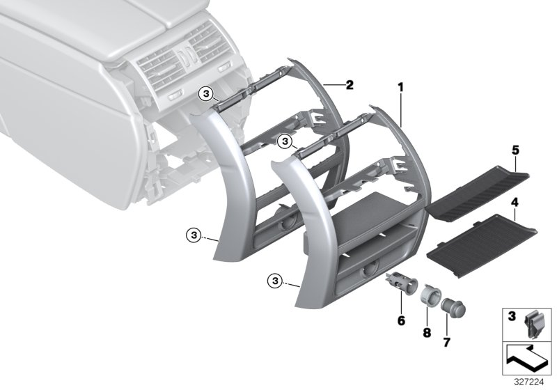 BMW 51169206786 Cover Centre Console, Rear