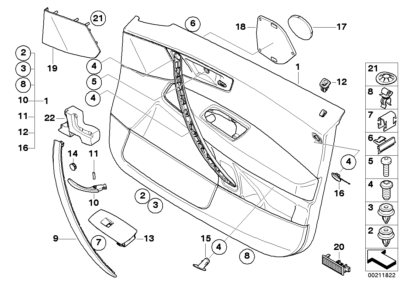 BMW 51413451210 Door Trim Panel, Fabric, Front Right