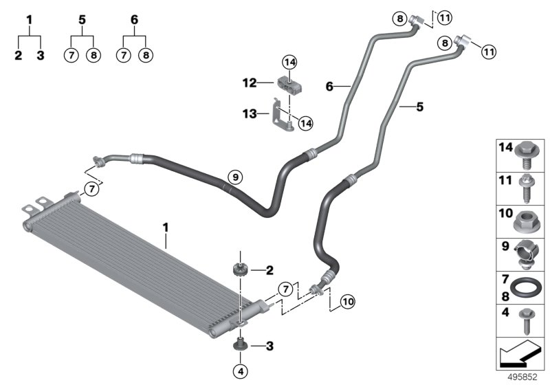 BMW 17228053476 ENGINE OIL COOLER PIPE, FLOW