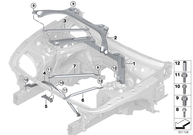 BMW 51617407775 Strut Brace Bulkhead Left