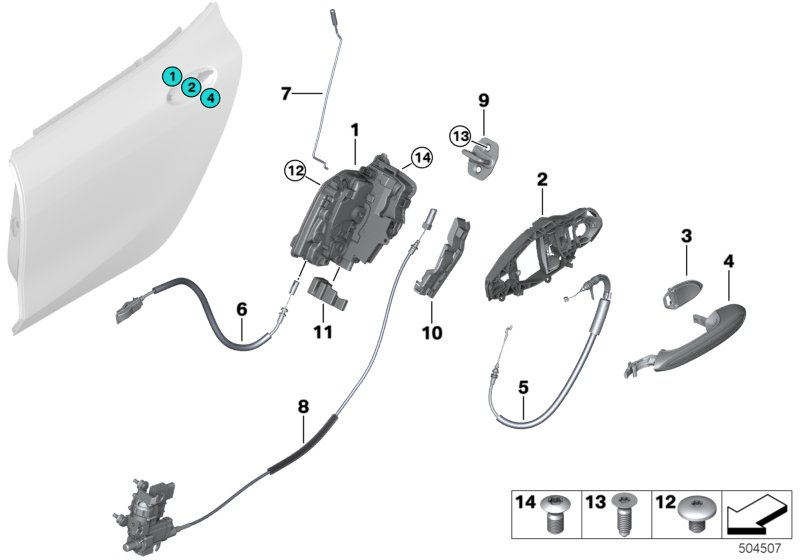 BMW 51227428529 BOWDEN CABLE, OUTSIDE DOOR H