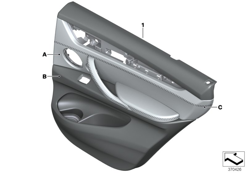 BMW 51427988427 DOOR LINING LEATHER REAR LEF