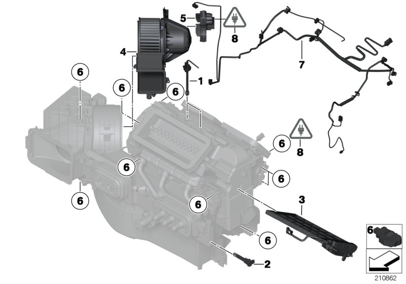 BMW 64119225036 Wiring Harness, A/C Unit, Front