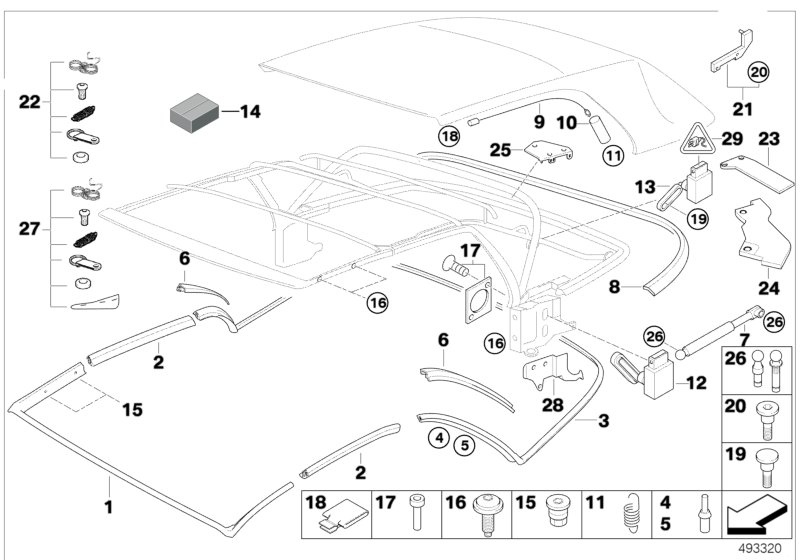 BMW 54317135351 Repair Kit For Column C Cover Insert