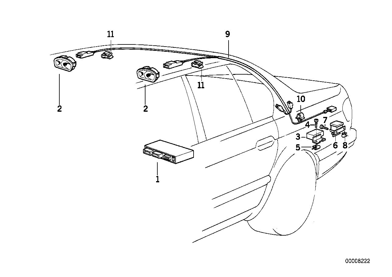 BMW 61128360117 Wiring Set Ultra Sonicsensor Dwa