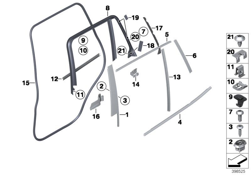 BMW 51357335675 Window Frame Cover, Rear Left Door