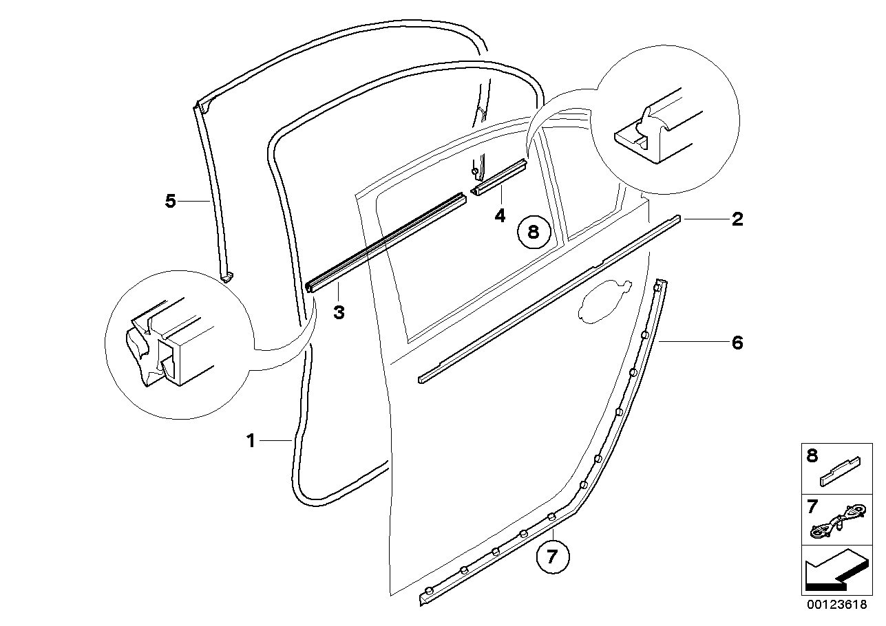 BMW 51227897665 Outer Weatherstrip, Rear Left Door