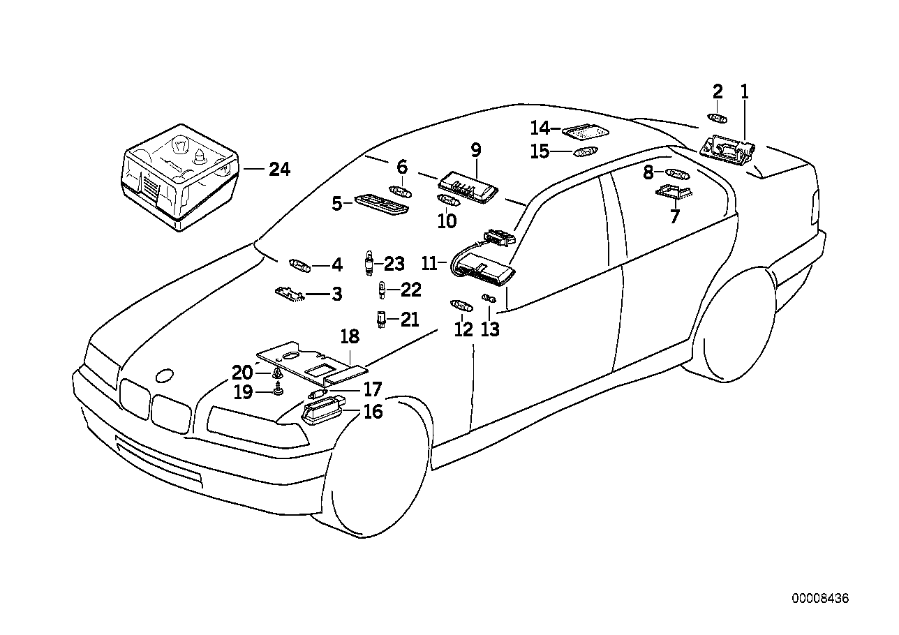 BMW 63318376864 Right Rear Inter.Light And Reading Light