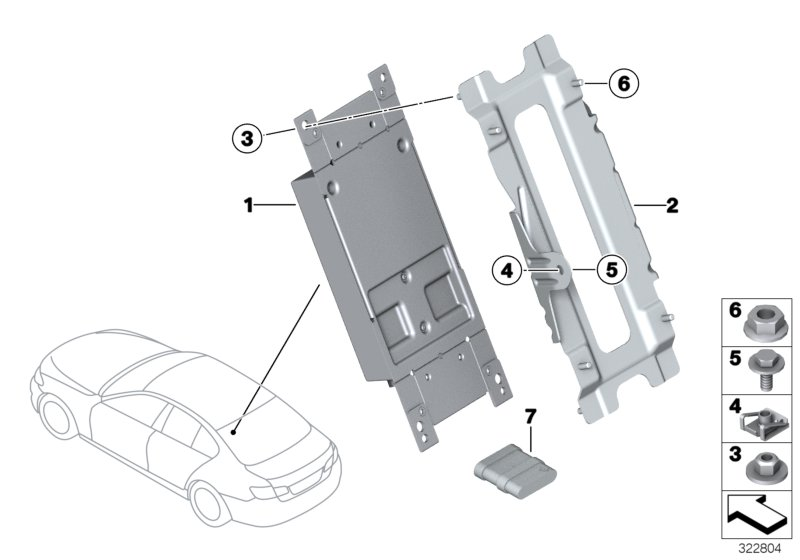 BMW 65159174271 Bracket, Control Unit