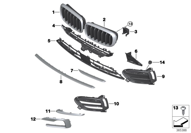 BMW 51117349368 Grille, Side, Open, Right