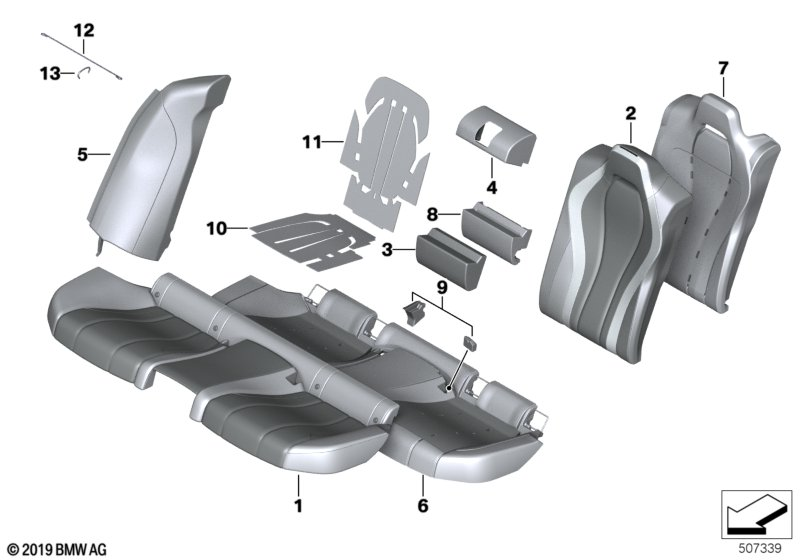 BMW 52208079283 COVER, BACKREST, CENTER, LEA