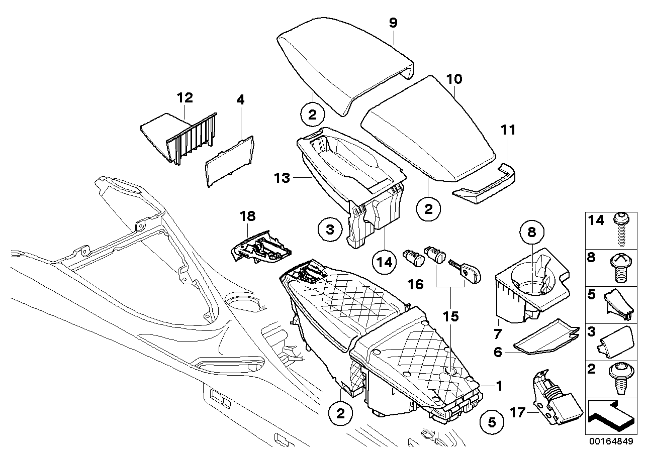 BMW 51168046912 Cover,Centre Arm Rest, Leather