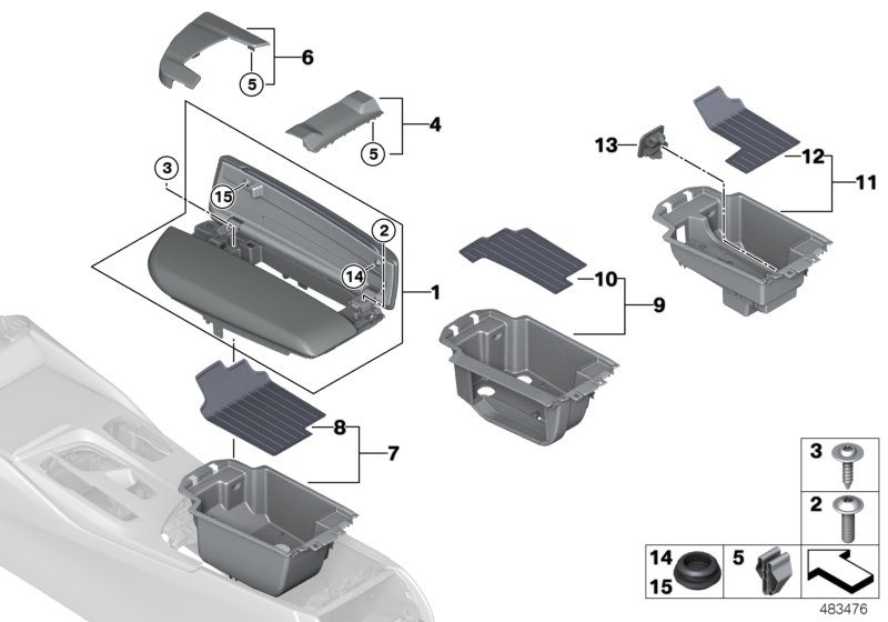 BMW 51169483809 CENTER ARMREST TRAY