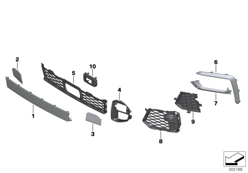 BMW 51118092247 TRIM ON GRILL, SIDE, LEFT