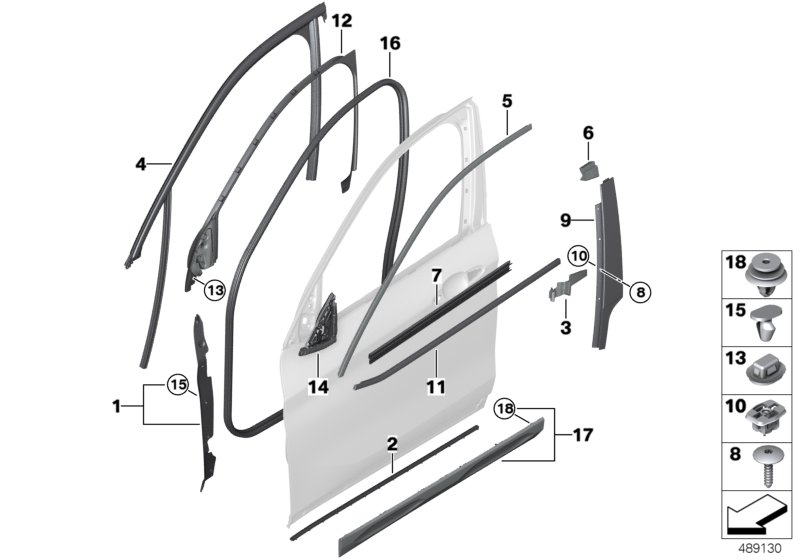 BMW 51337420806 WINDOW GUIDE, RIGHT FRONT DO
