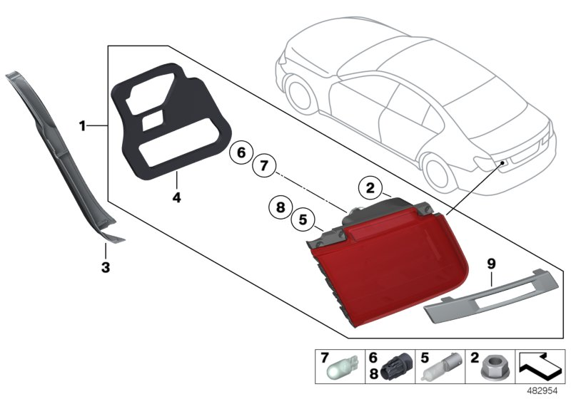 BMW 63214881397 Tail Light Finisher, Trunk Lid, Left