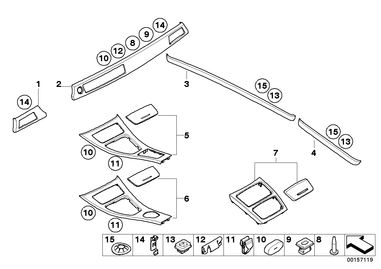 BMW 51166960681 Cover, Rear Console, Front