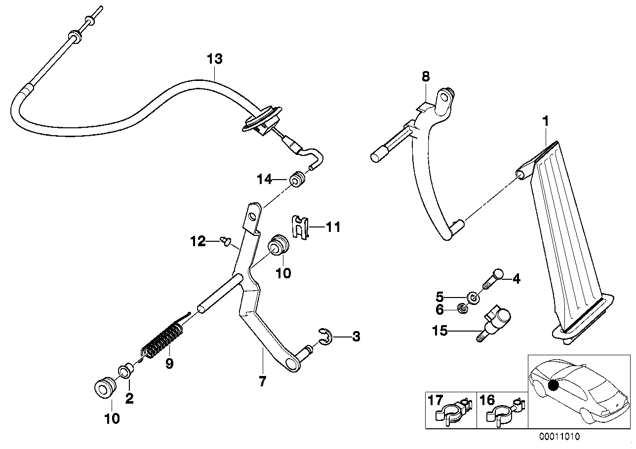 BMW 35411163891 Shaft, Accelerator Pedal