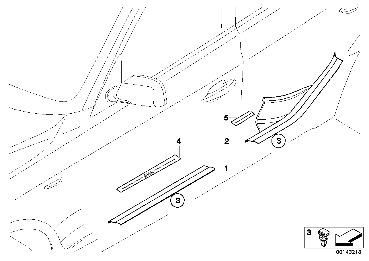 BMW 51473416329 Cover Strip, Entrance Rear Left