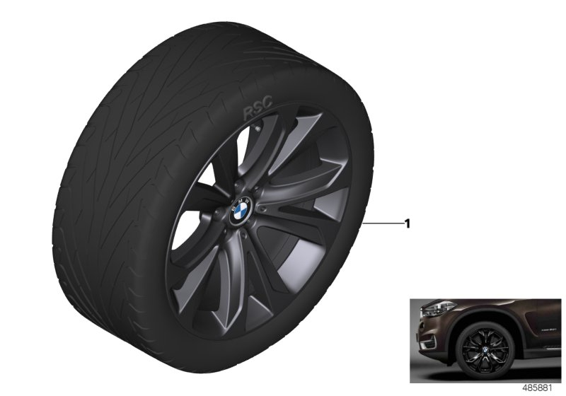 BMW 36112349593 Rdci Wheel/Tyre Set Summer Black