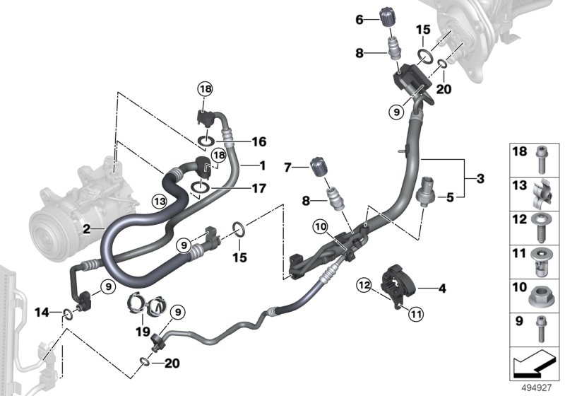 BMW 64539337125 PRESSURE HOSE,CONDENSER,EVAP