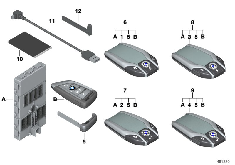 BMW 51212451520 Set Of Keys With Bdc Control Unit