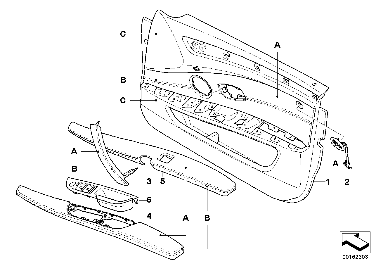 BMW 51417967262 Door Trim Panel, Front Right