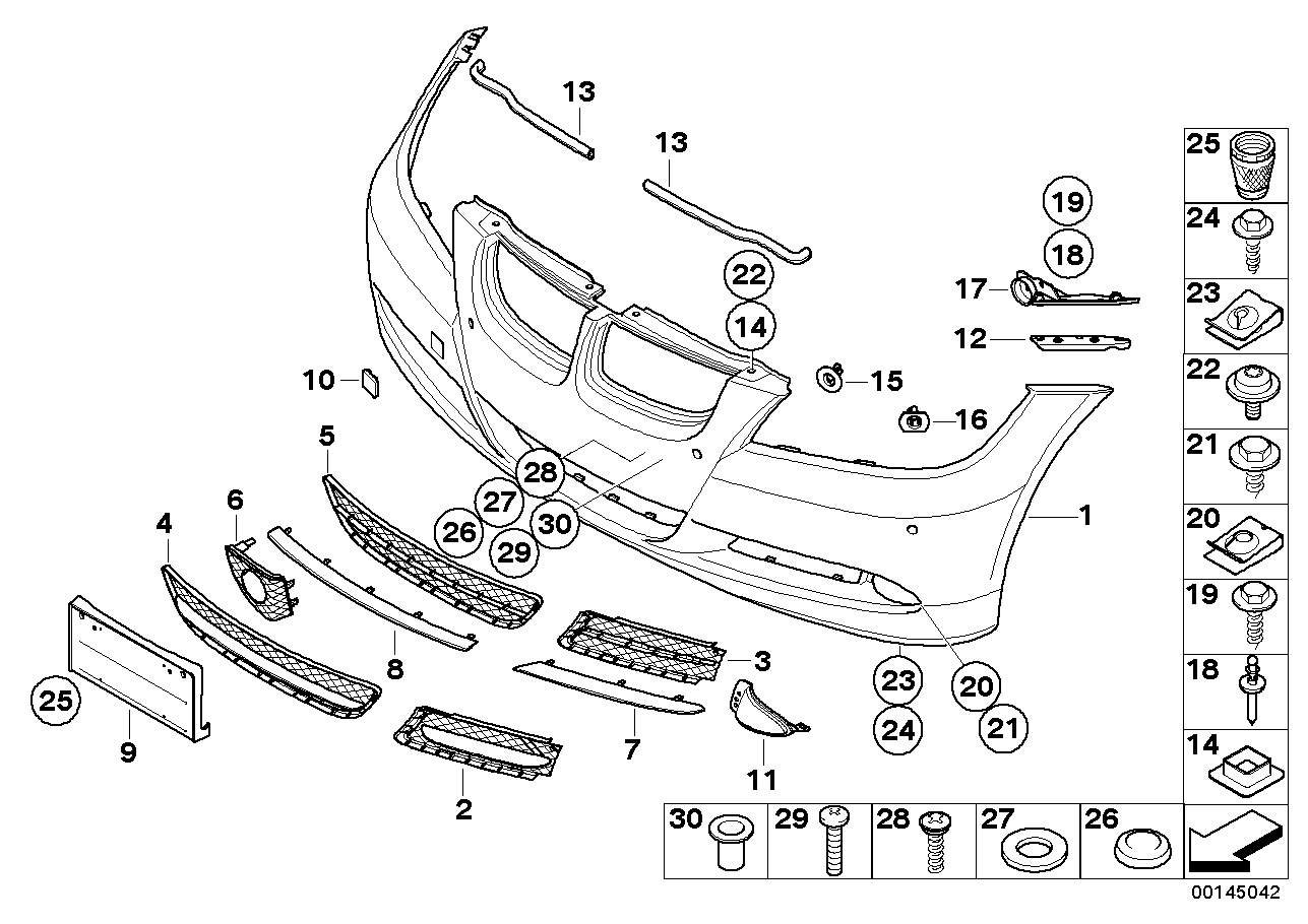 BMW 51117154552 Partially Open Grid, Right