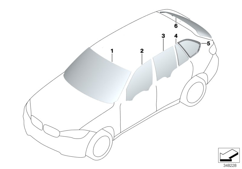 BMW 51357292908 Side Window, Black, Door, Rear Right