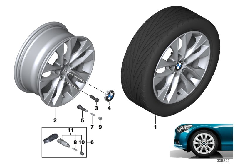 BMW 36116850152 Disc Wheel, Light Alloy, Bright-Turned