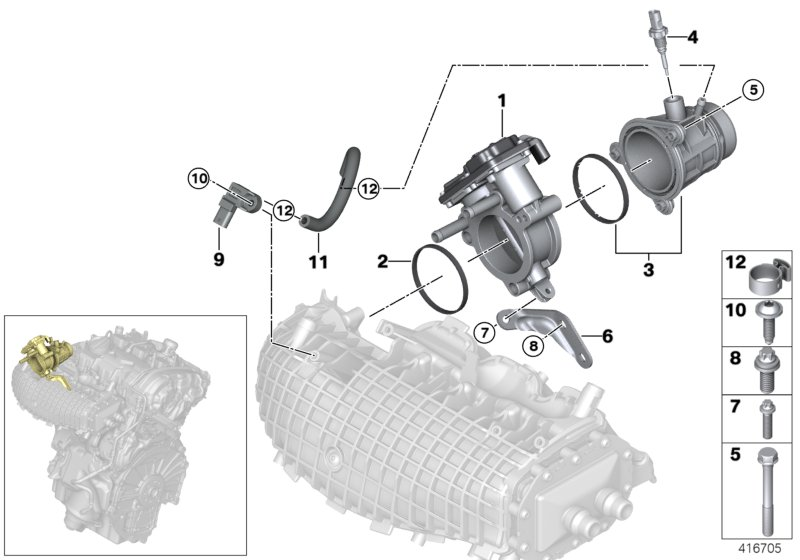 BMW 13717645873 Adapter, Throttle Body