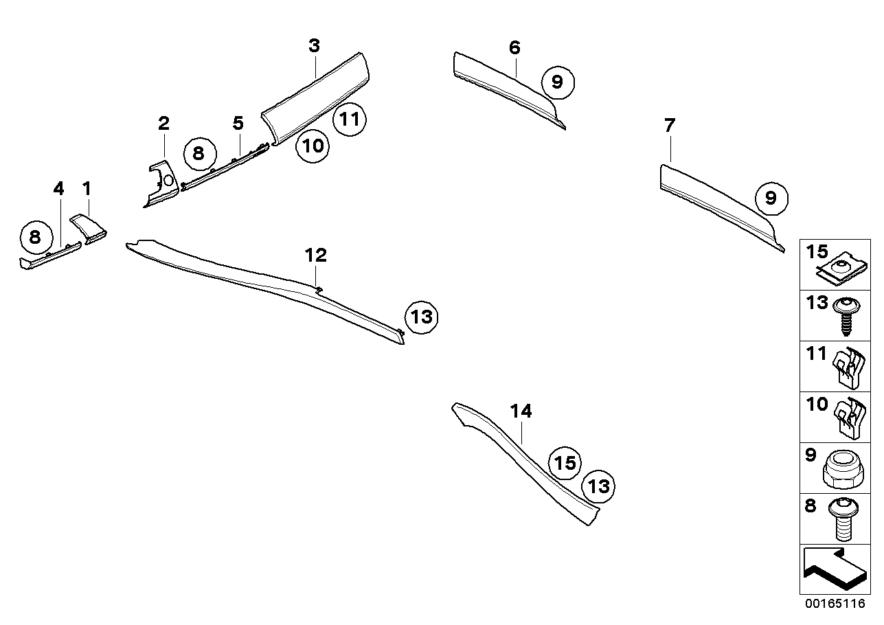 BMW 51427226508 Decorating.Strip, Aluminium, Door, Rear Right