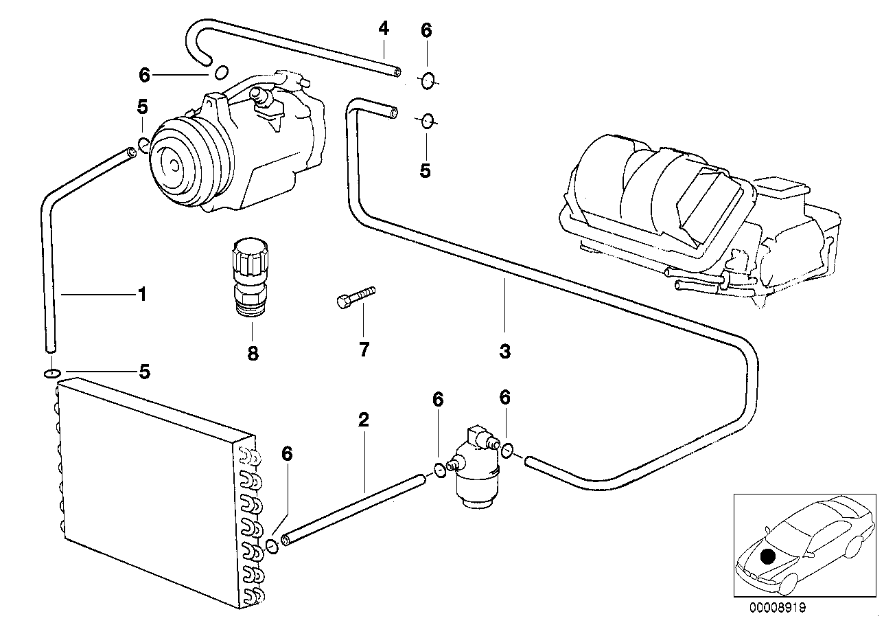 BMW 64538378643 Dryer-Evaporator Pressure Hose Assy