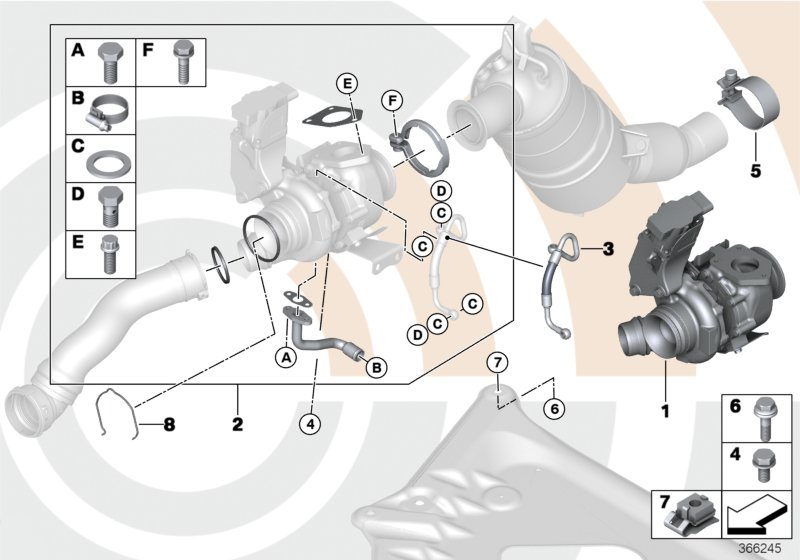 BMW 11652365501 INSTALLATION KIT FOR TURBOCH