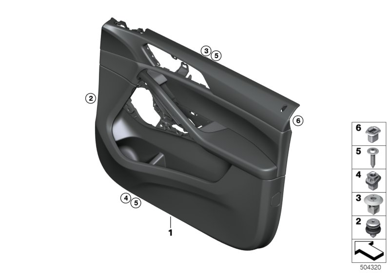 BMW 51419474012 DOOR TRIM PANEL, FRONT RIGHT