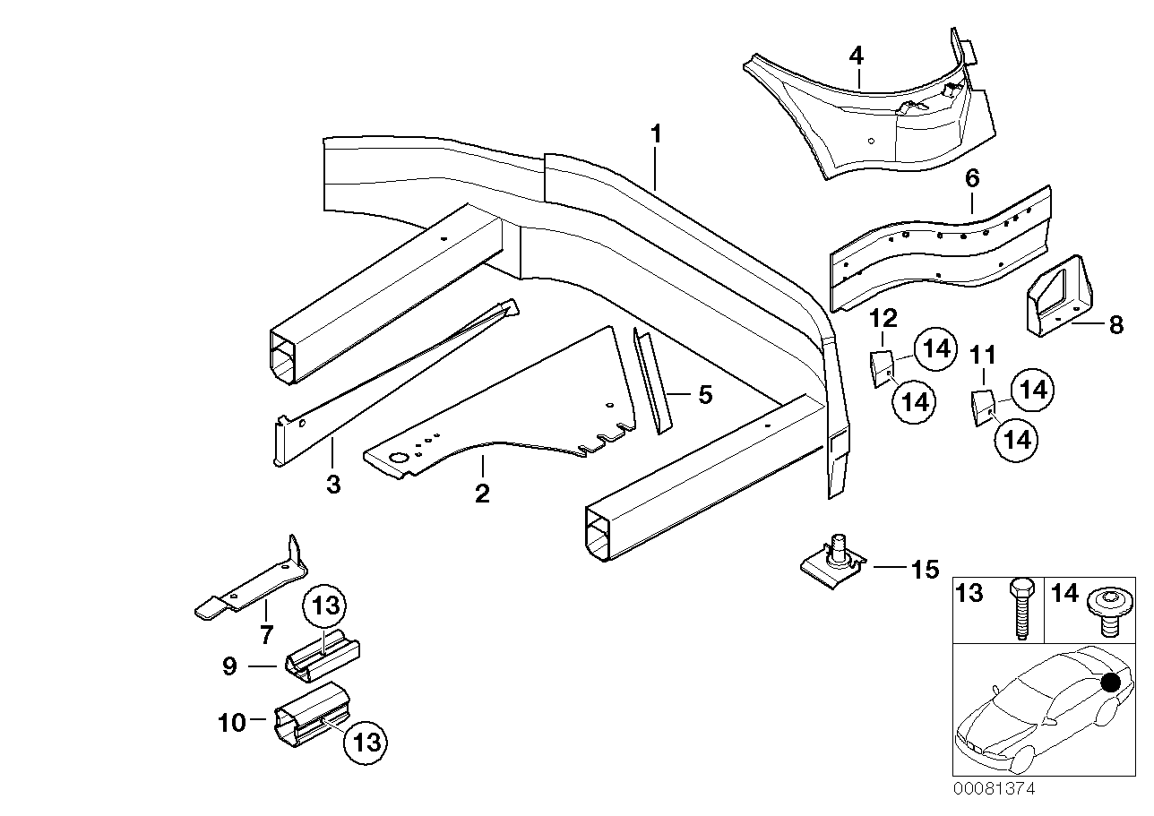 BMW 41127006215 Exterior Left Rear Silencer Bracket