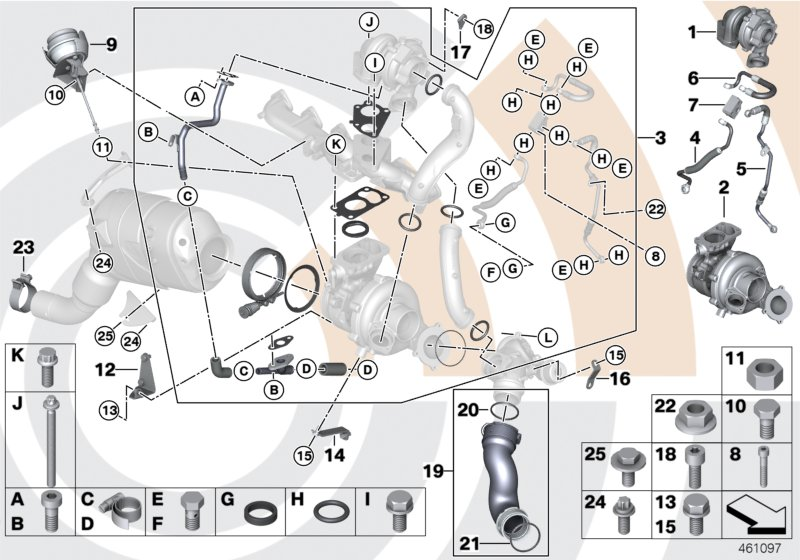 BMW 11652411690 Installation Kit, Turbocharger