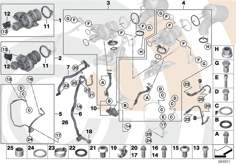 BMW 11652456348 Installation Kit, Turbocharger