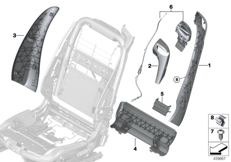 BMW 52107340125 Trim, Backrest, Inner Left