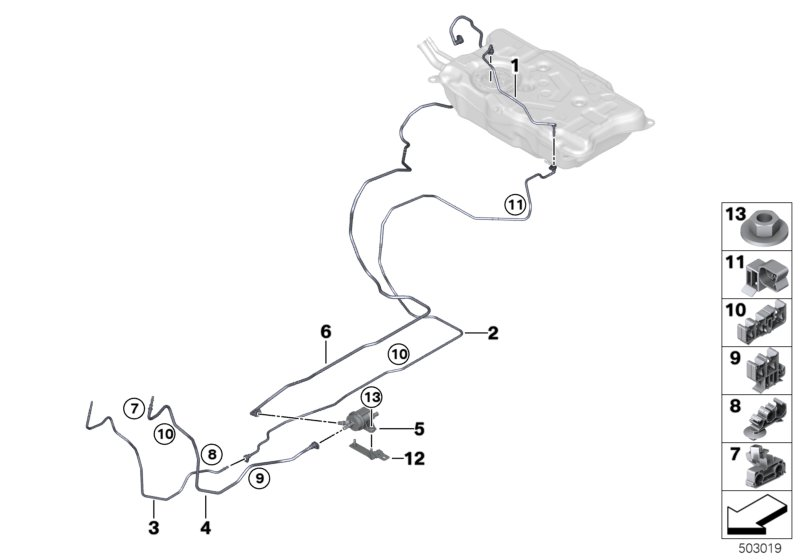 BMW 16127404129 FUEL FEED LINE