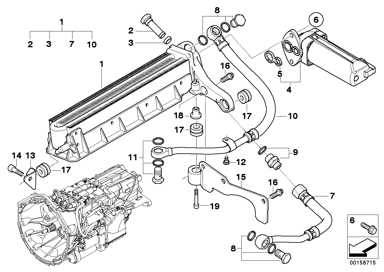 BMW 17222283113 Transmission Oil Cooler Line, Return