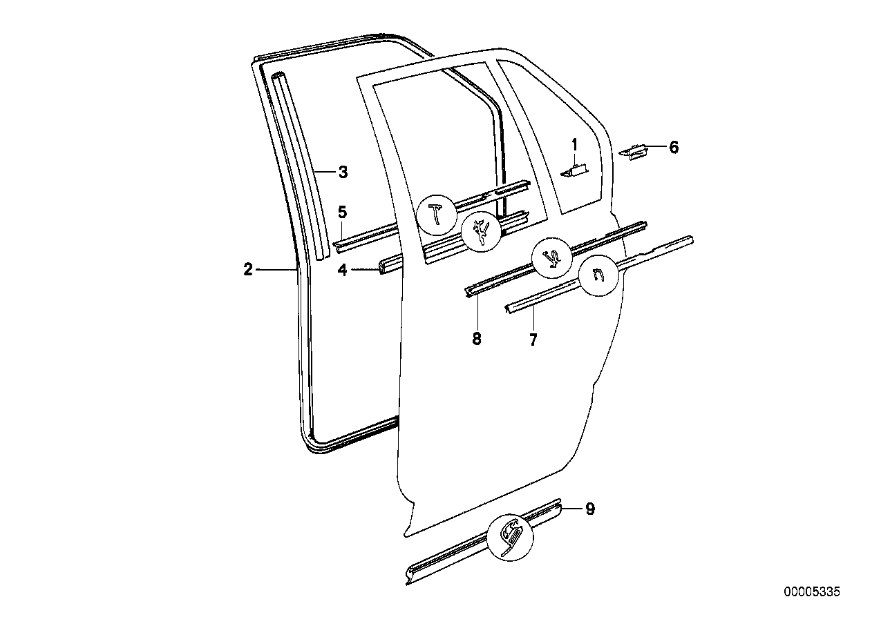 BMW 51228105103 Door Weather Strip Inner Left