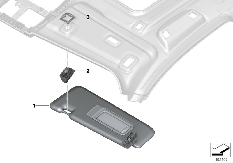 BMW 51168092784 SUN VISOR, ALCANTARA, RIGHT