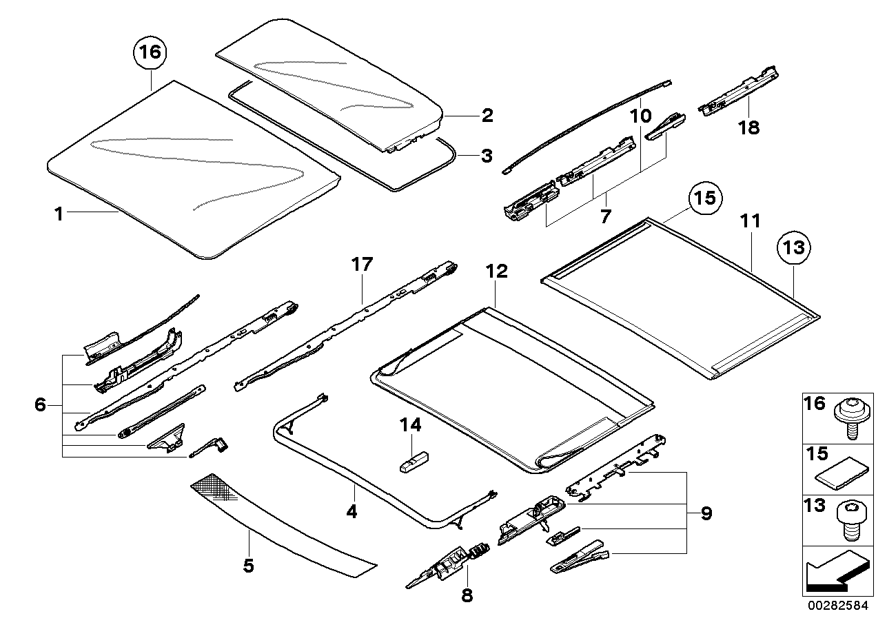 BMW 54137176310 Mechanism, Glass Cover, Rear