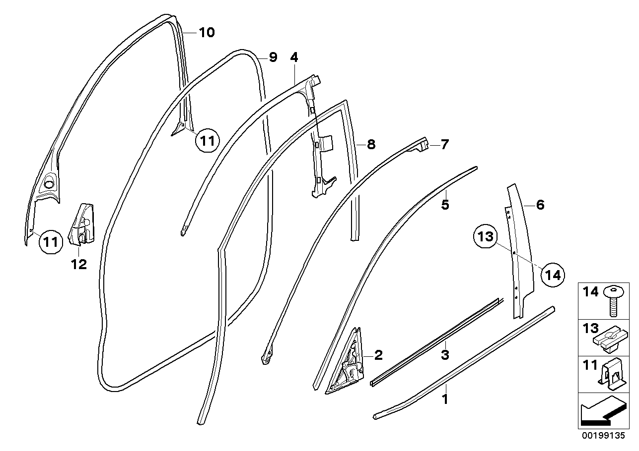 BMW 51767179395 Gasket,Door Joint, Door Front Top L.