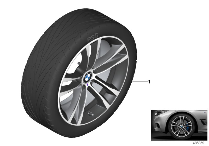 36112287847 BMW Rdci Wheel&Tyre Set, Summer, Orbitgrey