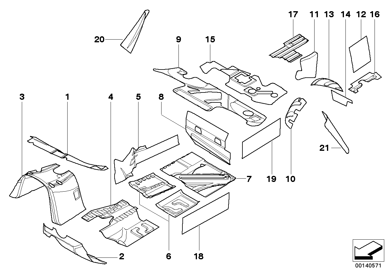 BMW 51483332150 Sound Deadener, Trunk Floor