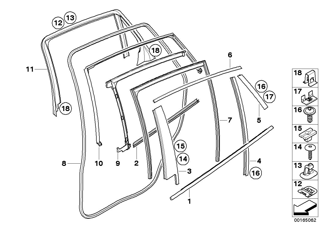 BMW 51357179846 Window Guide, Right Rear Door